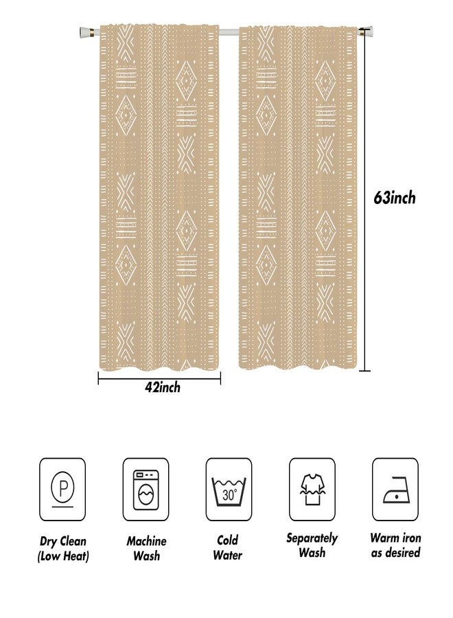 Kikiry Boho Western Curtains 42" W x 63" L Farmhouse Beige Rustic Aztec Abstract Elegant Geometric Neutral Minimalist Style Pattern Background Room Bedroom Window Drapes Treatment Fabric 1 Pair - Image 4